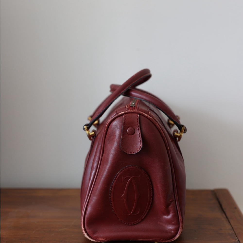 Cartier Burgundy Leather Satchel with Gold Hardware - Picture 5 of 10